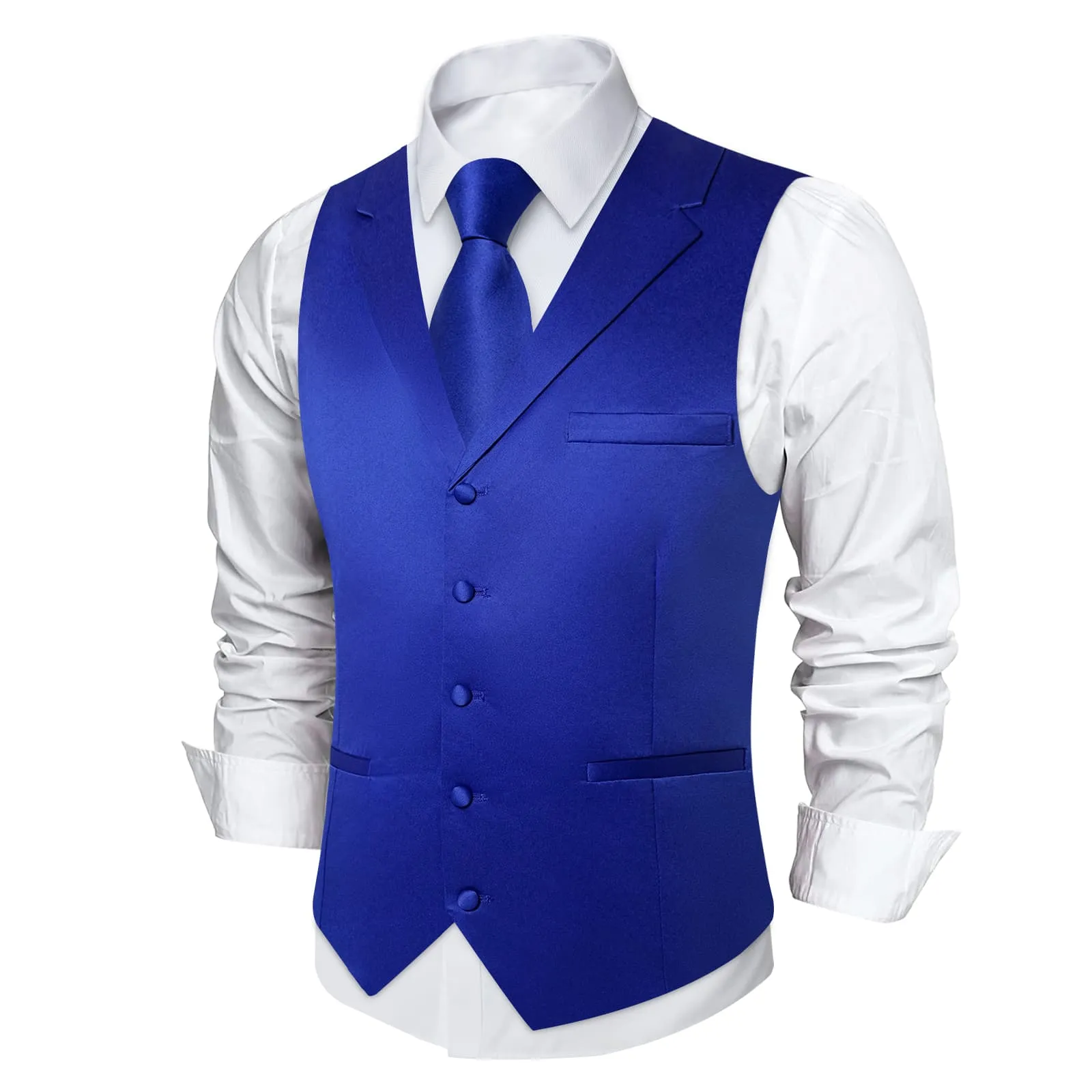 Ties2you Dress Vest Violet Blue Solid Notched Collar Silk Casual Vest for Men