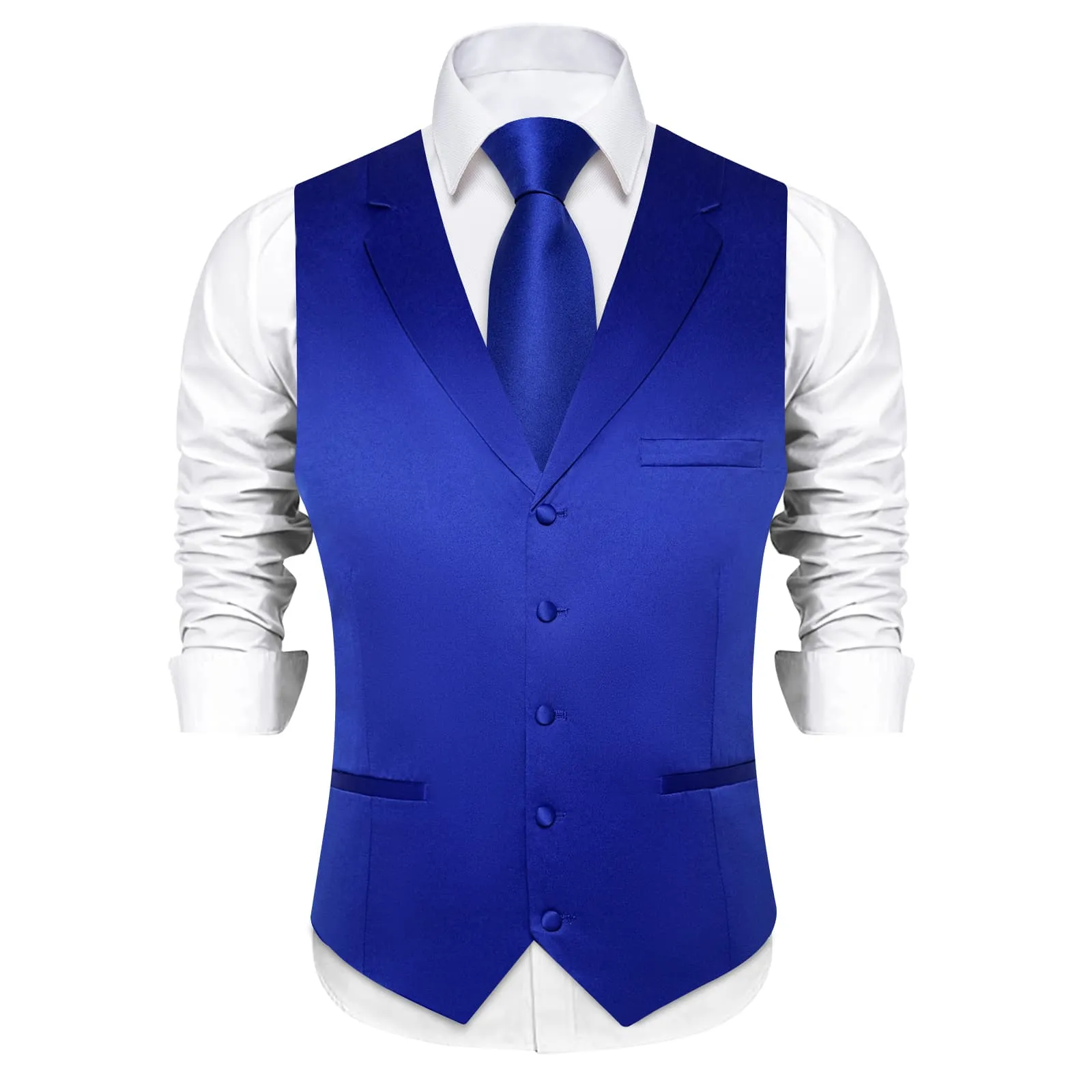 Ties2you Dress Vest Violet Blue Solid Notched Collar Silk Casual Vest for Men