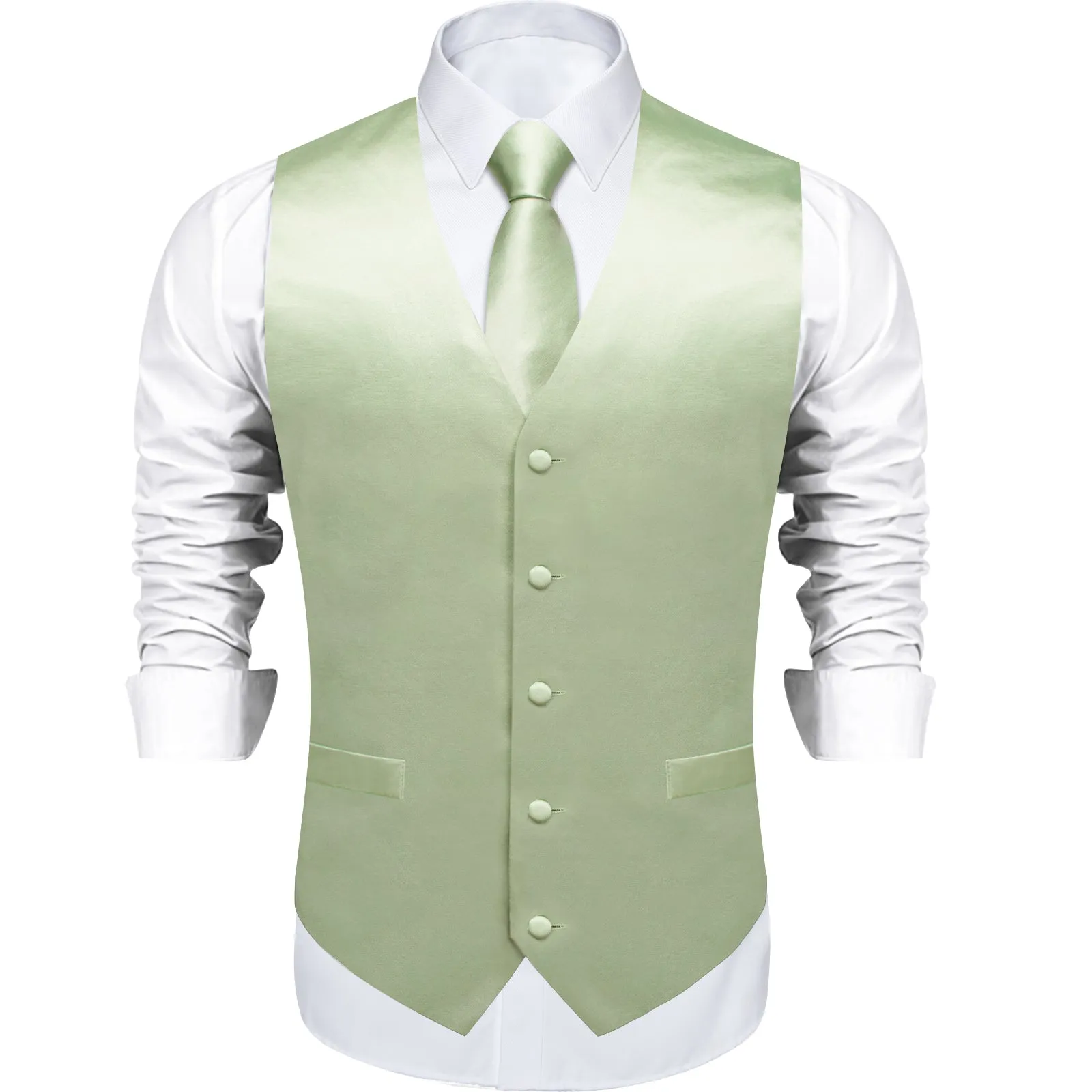 Ties2you Mens Vest Fashion Satin Light Green Suit Vest