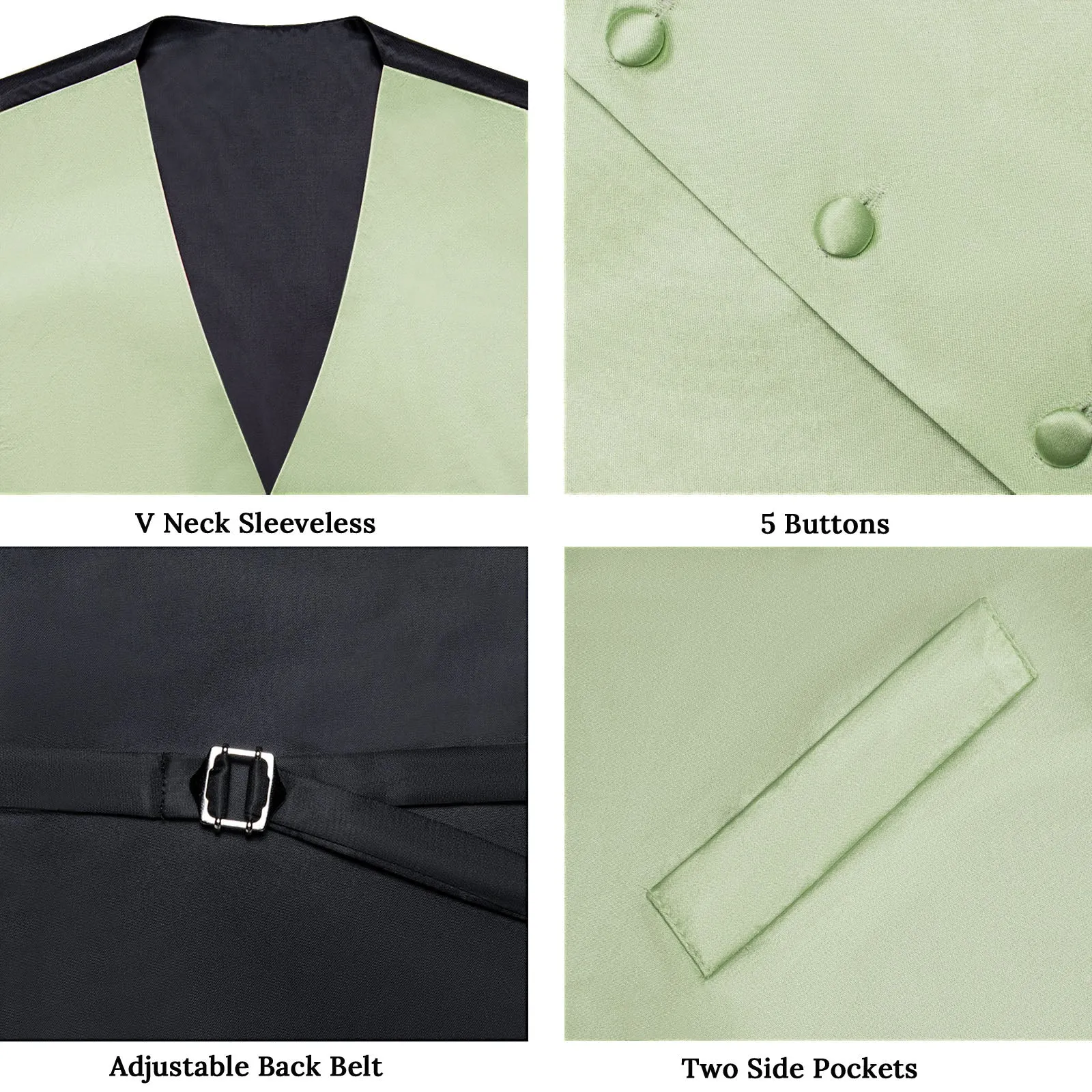 Ties2you Mens Vest Fashion Satin Light Green Suit Vest