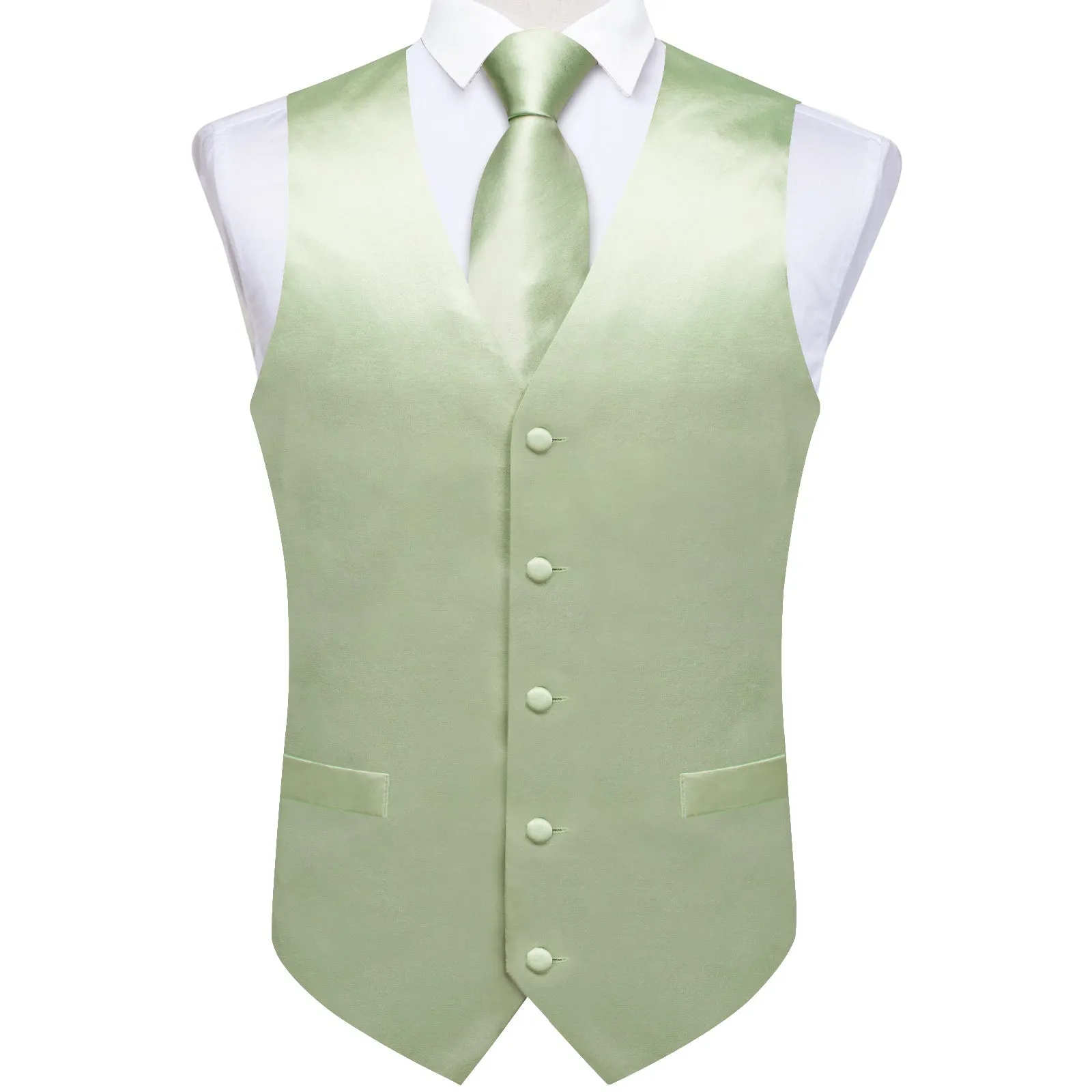 Ties2you Mens Vest Fashion Satin Light Green Suit Vest