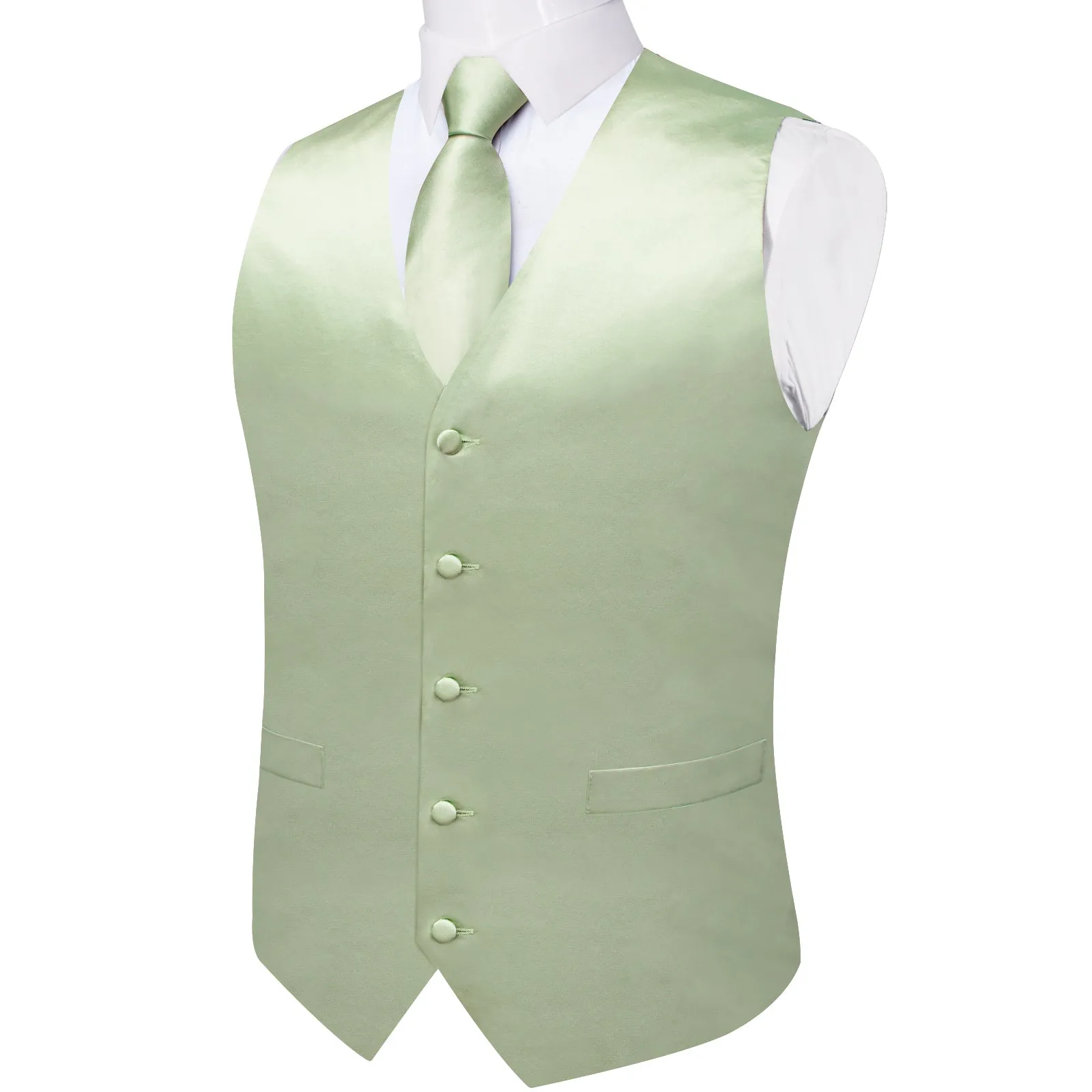 Ties2you Mens Vest Fashion Satin Light Green Suit Vest
