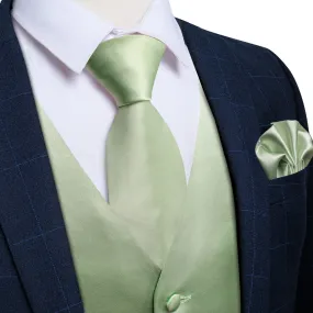 Ties2you Mens Vest Fashion Satin Light Green Suit Vest