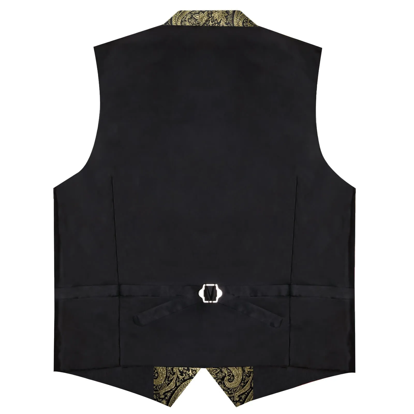Ties2you Men's Vest Gold Jacquard Paisley Silk Suit Vest Tie Set Hot