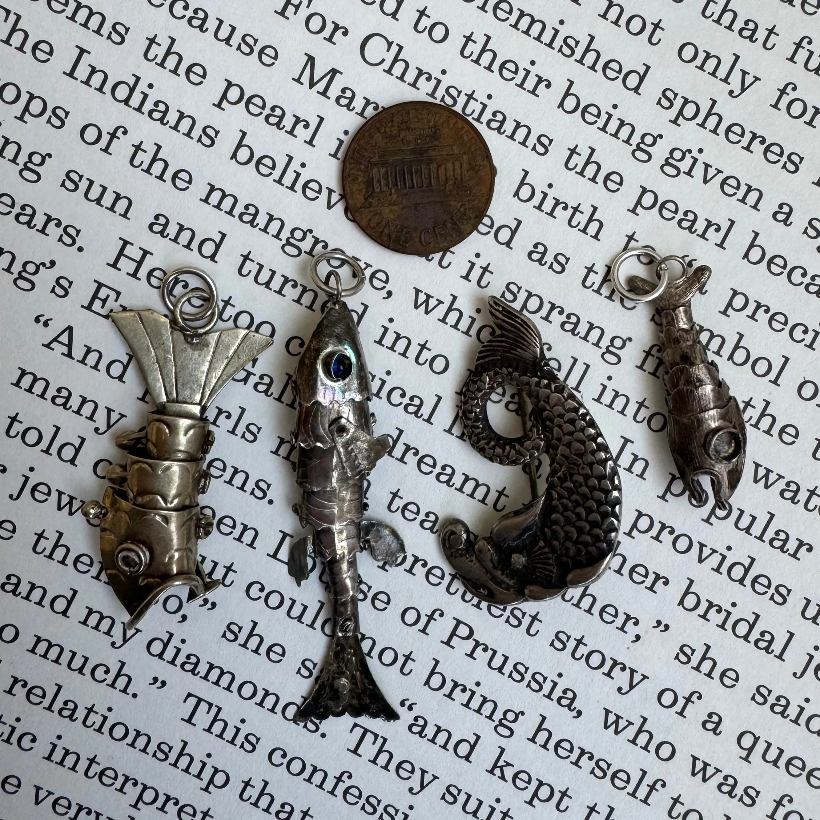 V I N T A G E // gone fishing / alpaca and sterling silver fish adornments