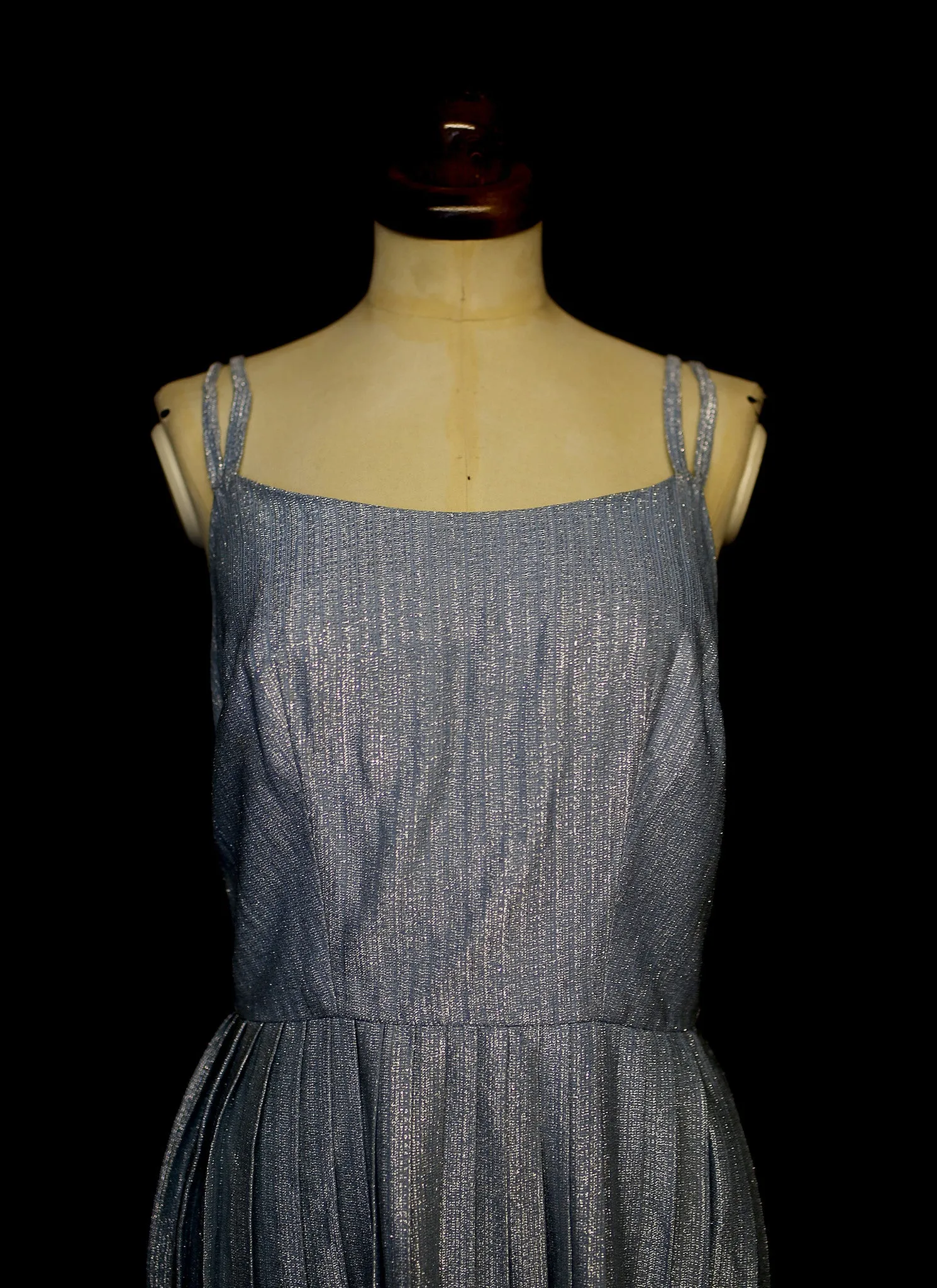 Vintage 1960s Blue Lurex Mini Dress