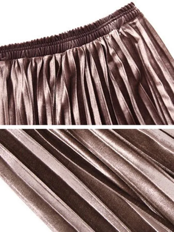 Wenkouban-Black Friday Christmas Thanksgiving Solid Color High-Waist Pleated A-Line Skirt