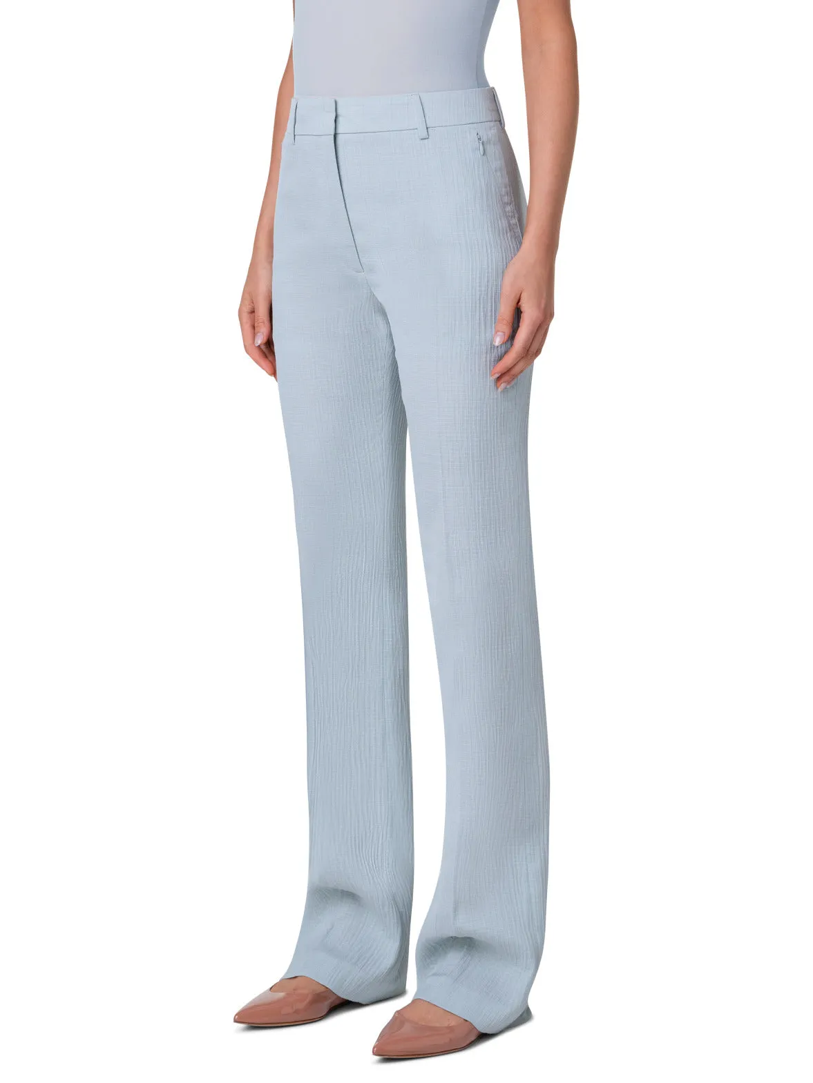 Wide Structured Cotton Silk Double-Face Pants