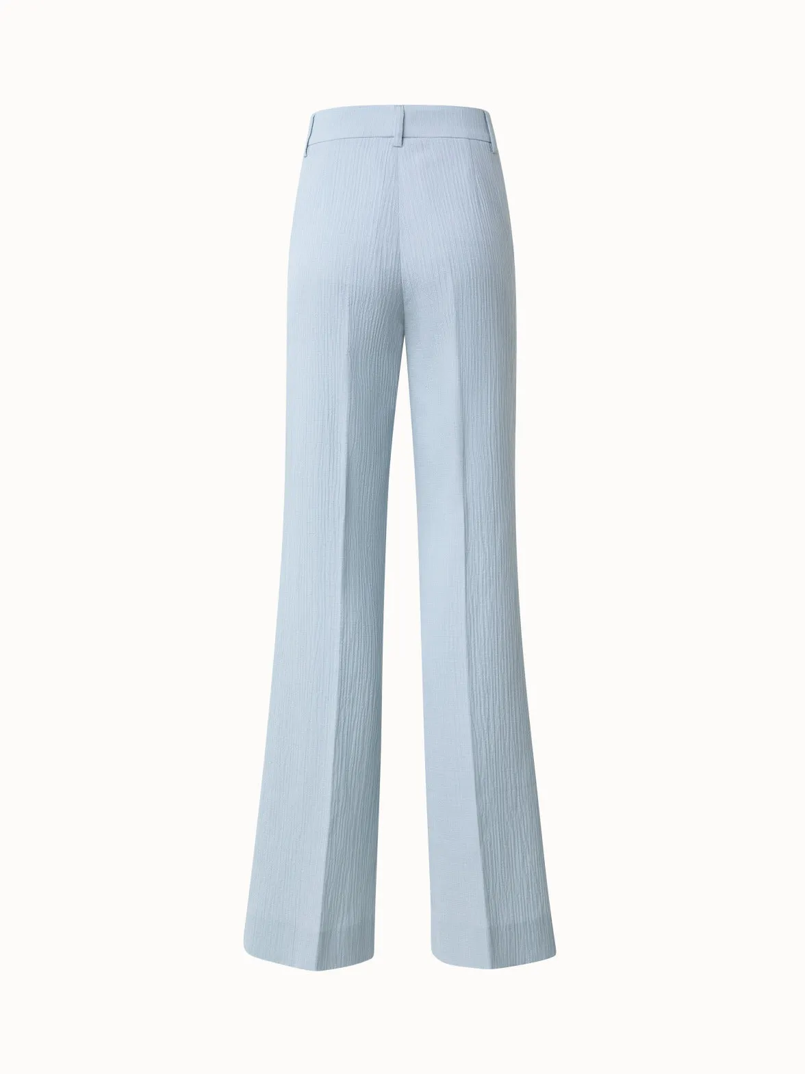Wide Structured Cotton Silk Double-Face Pants