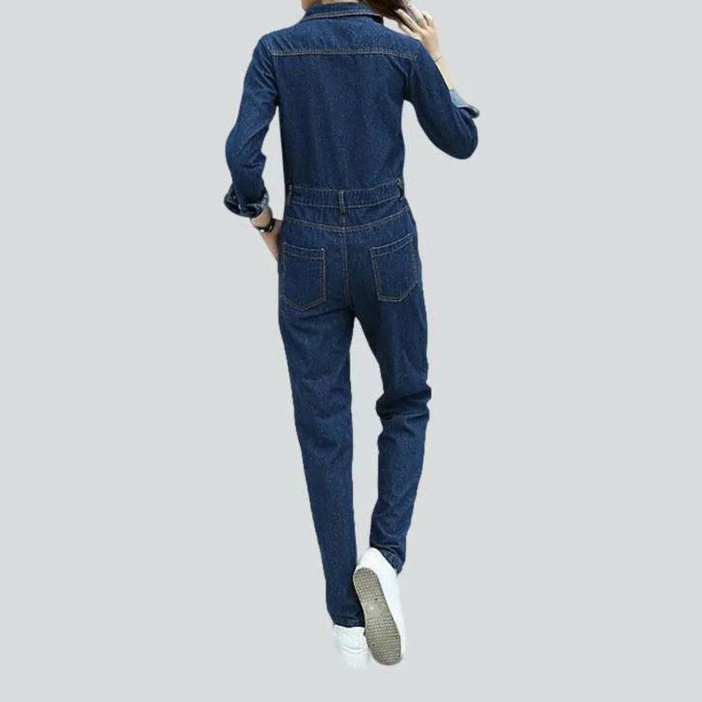 Women’s dark wash jean jumpsuit