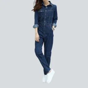 Women’s dark wash jean jumpsuit