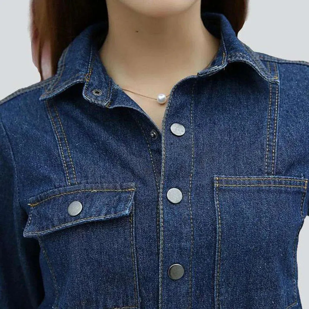 Women’s dark wash jean jumpsuit