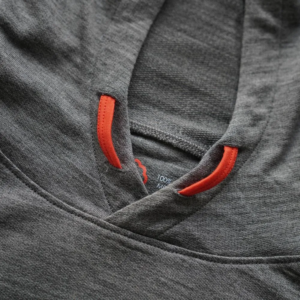 Womens Merino 260 Lounge Hoodie (Charcoal/Orange)