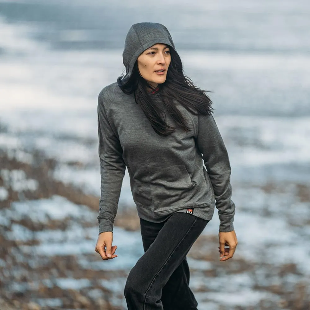 Womens Merino 260 Lounge Hoodie (Charcoal/Orange)