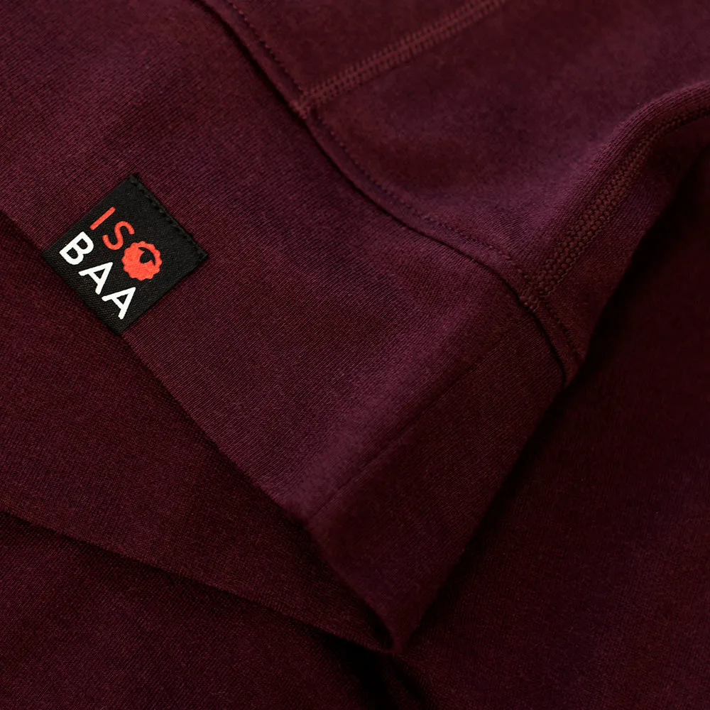 Womens Merino 260 Lounge Hoodie (Wine/Navy)